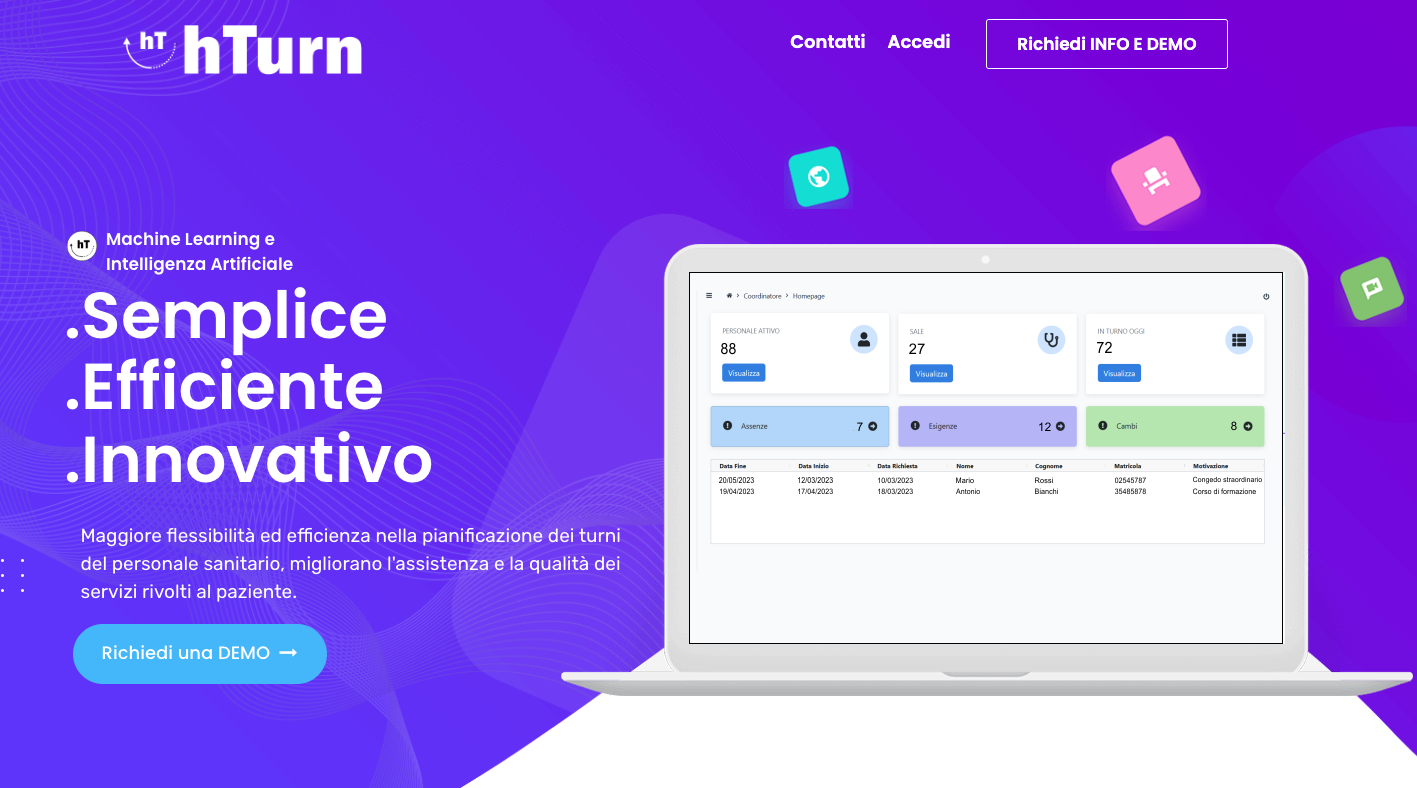 Interfaccia web di hTurn per la gestione dei programmi per i turni di lavoro