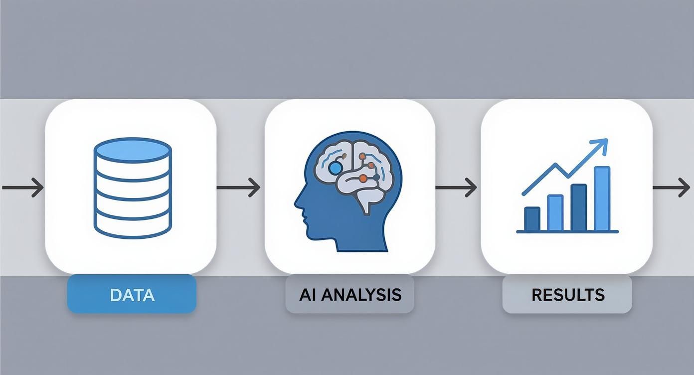 Diagramma di flusso che mostra il processo di analisi dati con intelligenza artificiale e visualizzazione risultati