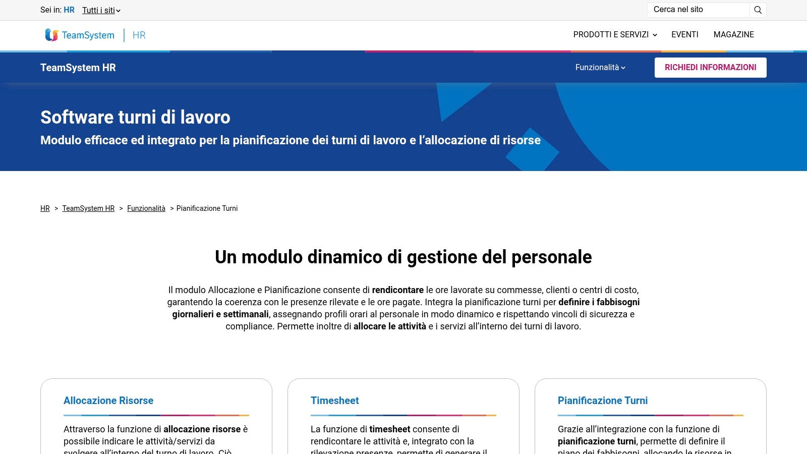 TeamSystem HR – Pianificazione Turni